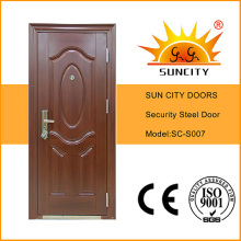 Puerta de metal de seguridad de acero de estilo Swing Copper con jamba (SC-S007)